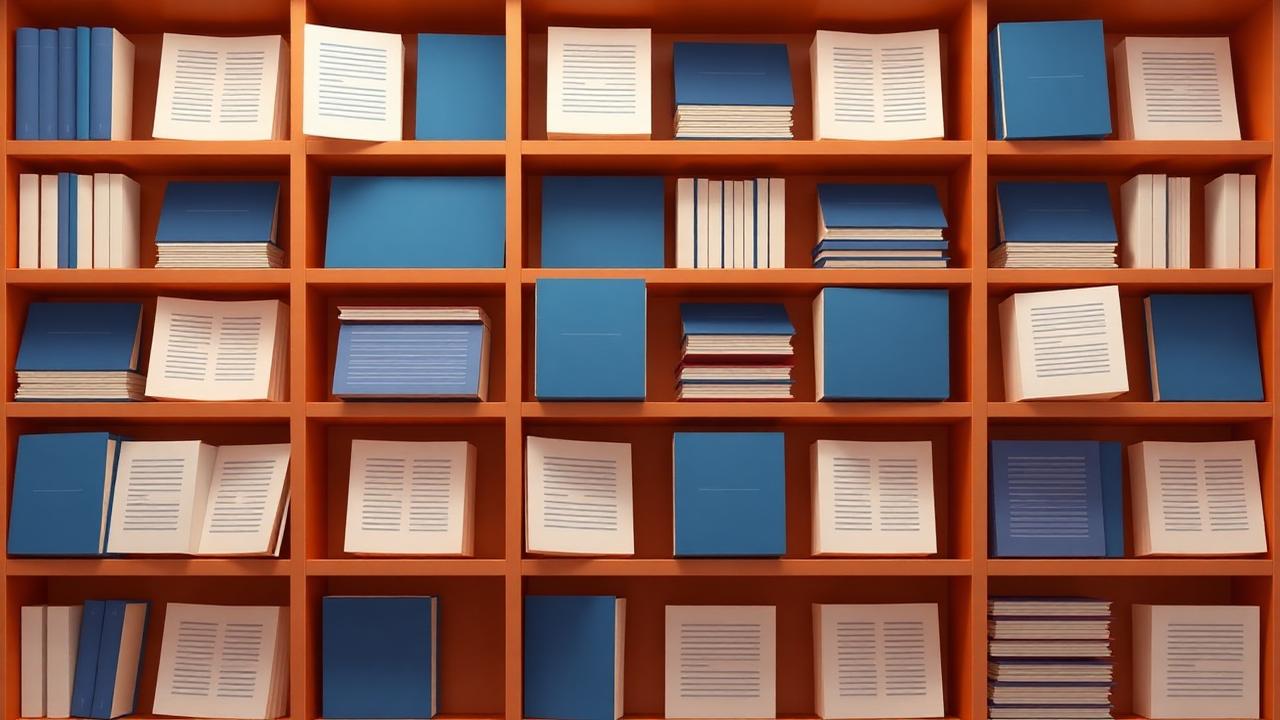 Stiliseret bibliotek af praktiske guides